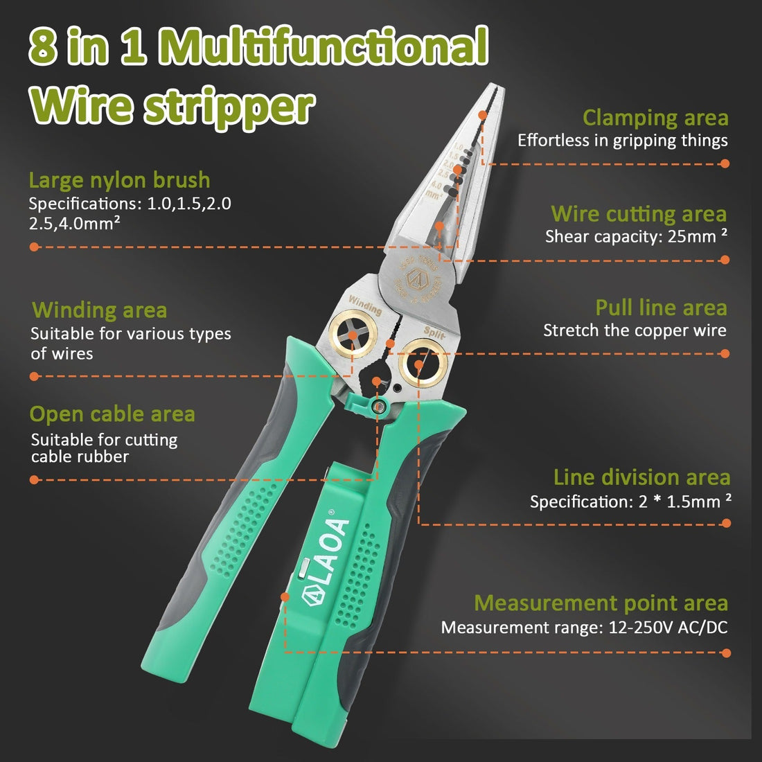 8-in-1 Wire Stripper &amp; Voltage Tester – Multi-Purpose Electrical Tool for Professionals